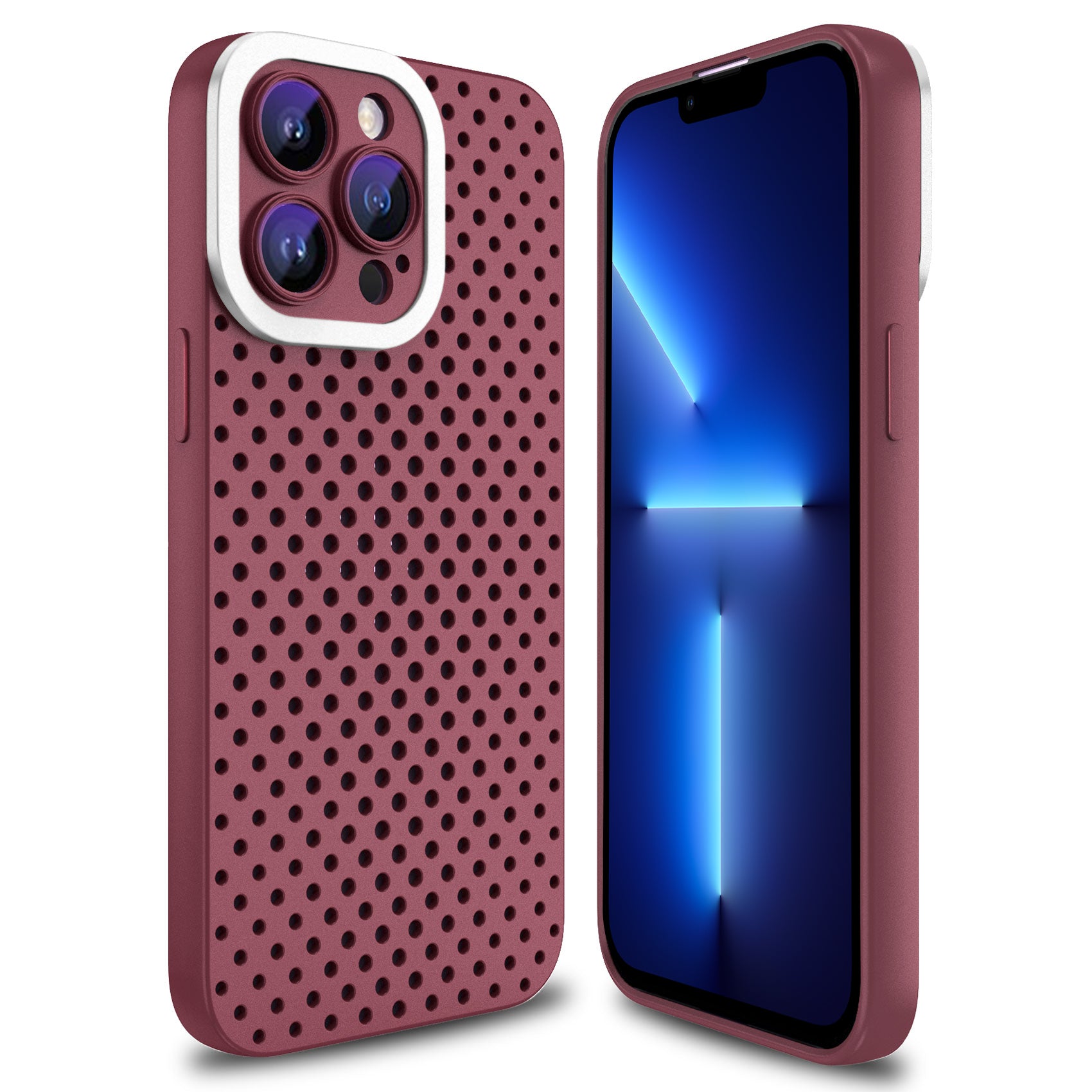 Uniqkart for iPhone 13 Pro Max 6.7 inch Skin-touch TPU Case Hollow Hole Heat Dissipation Phone Cover - Rose Uniqkart for iPhone 13 Pro Max 6.7 inch Skin-touch TPU Case Hollow Hole Heat Dissipation Phone Cover - Rose